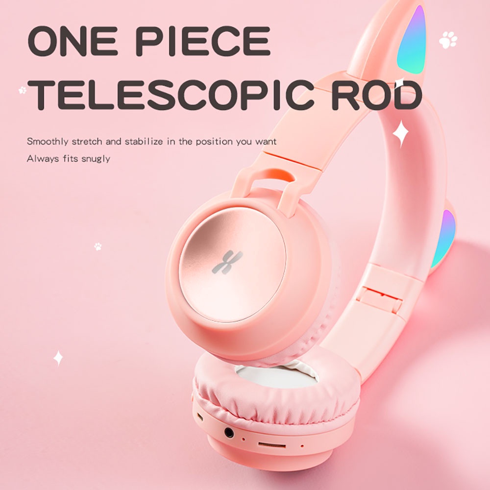Tai nghe bluetooth plextone C1, tai nghe mèo, bluetooth 5.0, có đèn led siêu đẹp