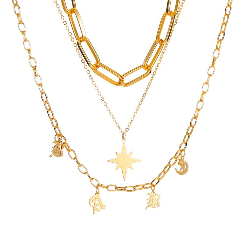 Dây chuyền nhiều lớp mặt dây hình chữ cái thời trang cá tính cho nữ