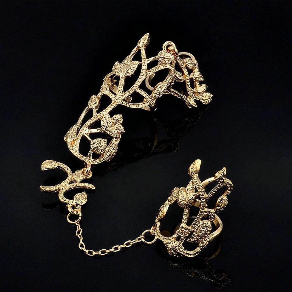 Bộ nhẫn mạ vàng/bạc thiết kế dài độc đáo phong cách Gothic