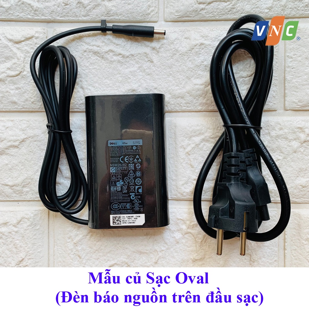 Sạc Laptop Dell Oval - 65W - 19.5v 3.34a - Đầu kim chân tròn nhỏ 4.5*3.0mm