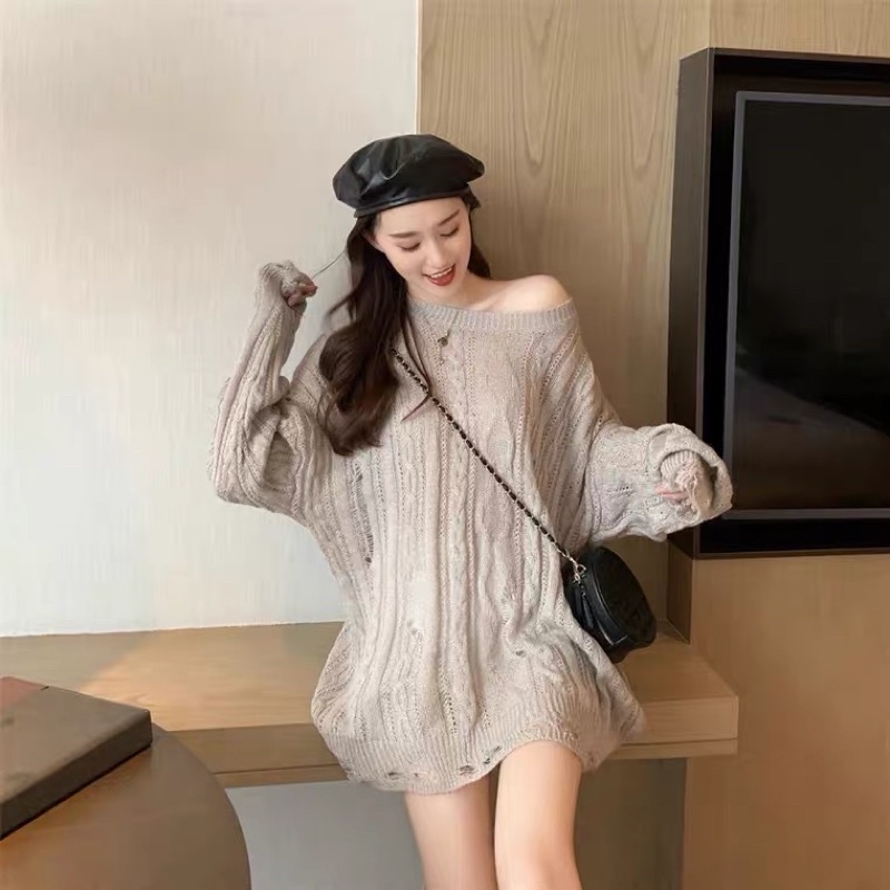 Áo len Form rộng trễ vai