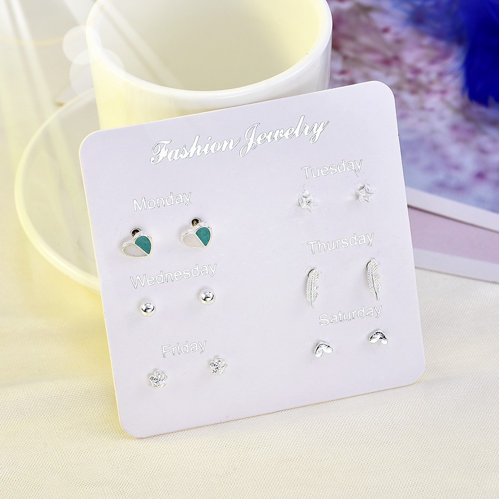 P Set 6 đôi khuyên tai mini đính hạt fake ngọc trai hình dạng phổ thông 21 6