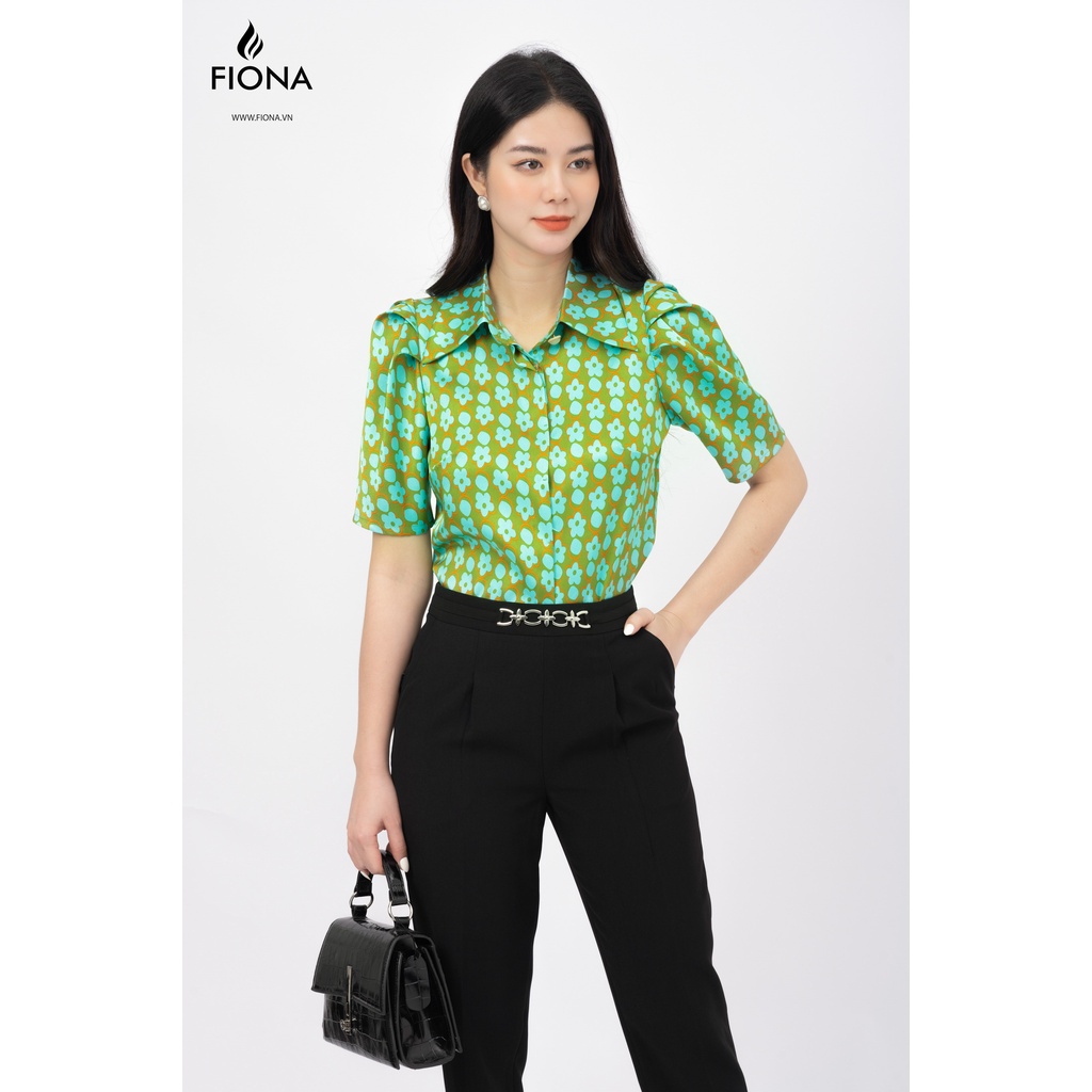 Áo sơ mi nữ dáng suông Fiona cổ đức nẹp dấu khuy tay bồng F551301