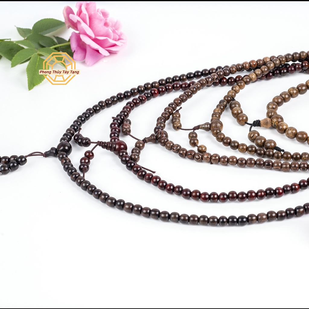 Vòng Tay Phong Thuỷ Chuỗi Tràng 108 hạt Gỗ Tự Nhiên [TẶNG TÚI GẤM] mùi thơm nhẹ Bình An May Mắn - Phong Thuỷ Tây Tạng