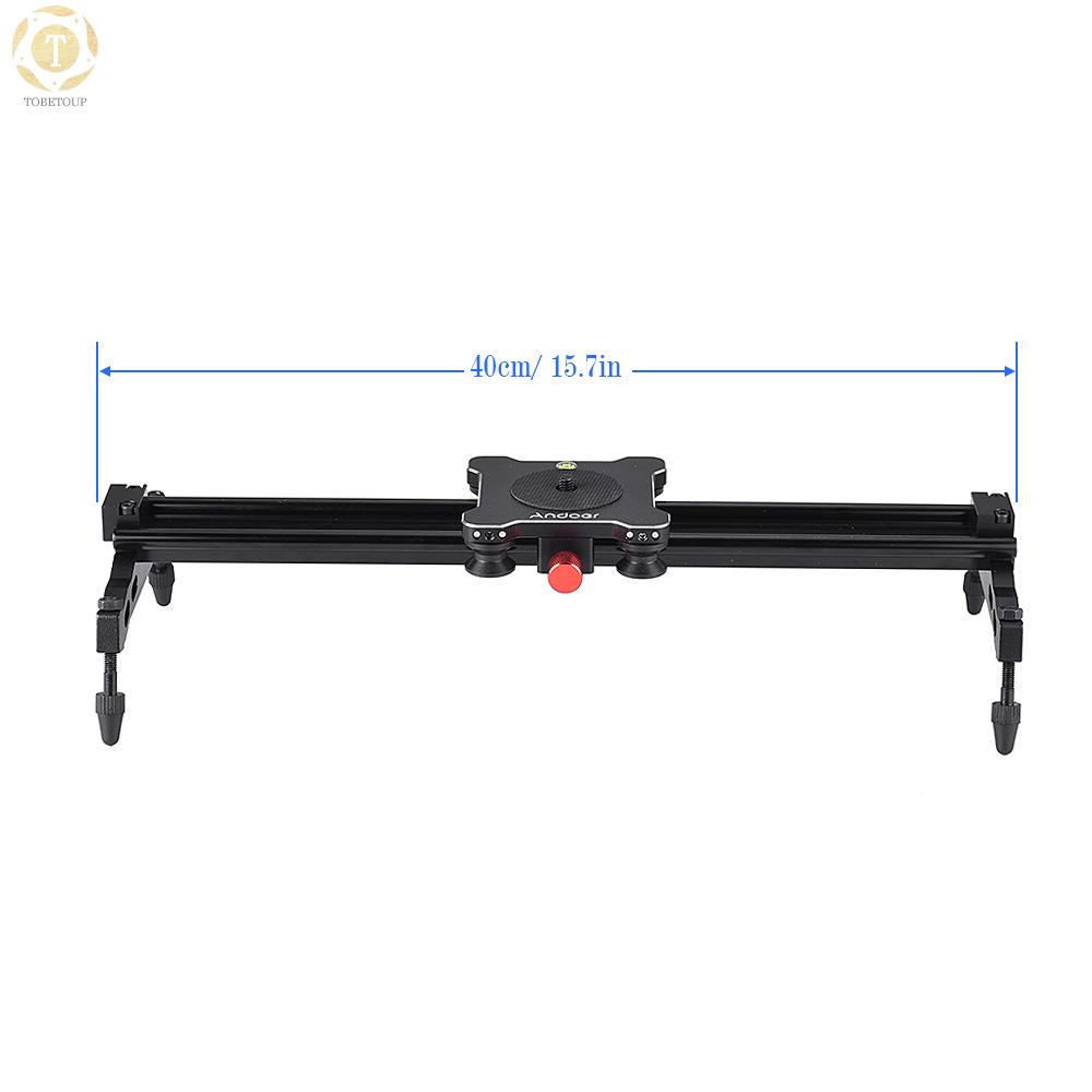 Shipped within 12 hours】 Andoer 40cm/ 15.7in Bearing Type Portable Aluminum Alloy Camera Track Dolly Slider Stabilizer Rail System Max. Load 6kg/ 1.3lb for DSLR Camera DV Camcorder Video Film Making Track Slider [TO]