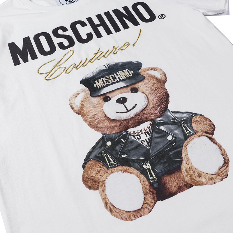 Áo thun ngắn tay in hình gấu moschino