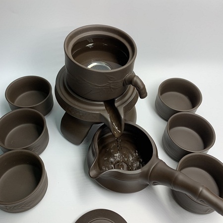 Bộ ấm pha trà kiểu cổ chất liệu sức cao cấp, tinh tế màu sắc nhã nhặn