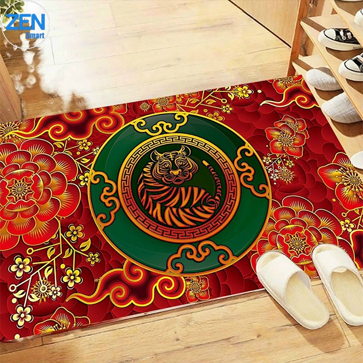 Thảm chân 3D đón Tết Canh Dần 2022 Chống trơn trượt, bám sàn (thấm nước chống trượt KT 40x60cm)