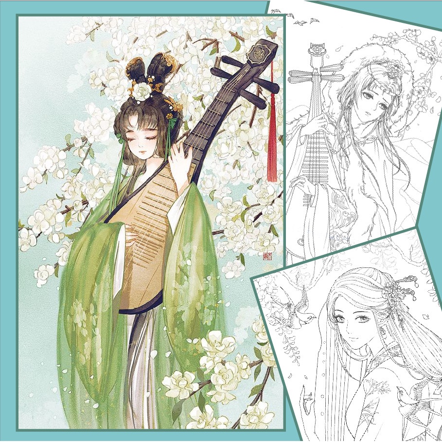 Line art tranh tô màu tuyển chọn combo 10 tranh, giấy dầy đẹp