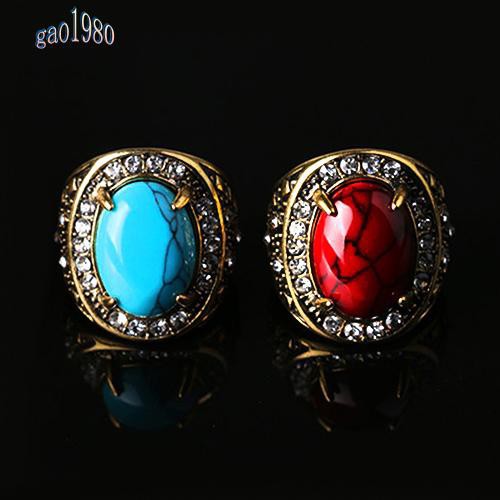 Nhẫn Nam Nữ Đính Đá Ngọc Lam Phong Cách Vintage