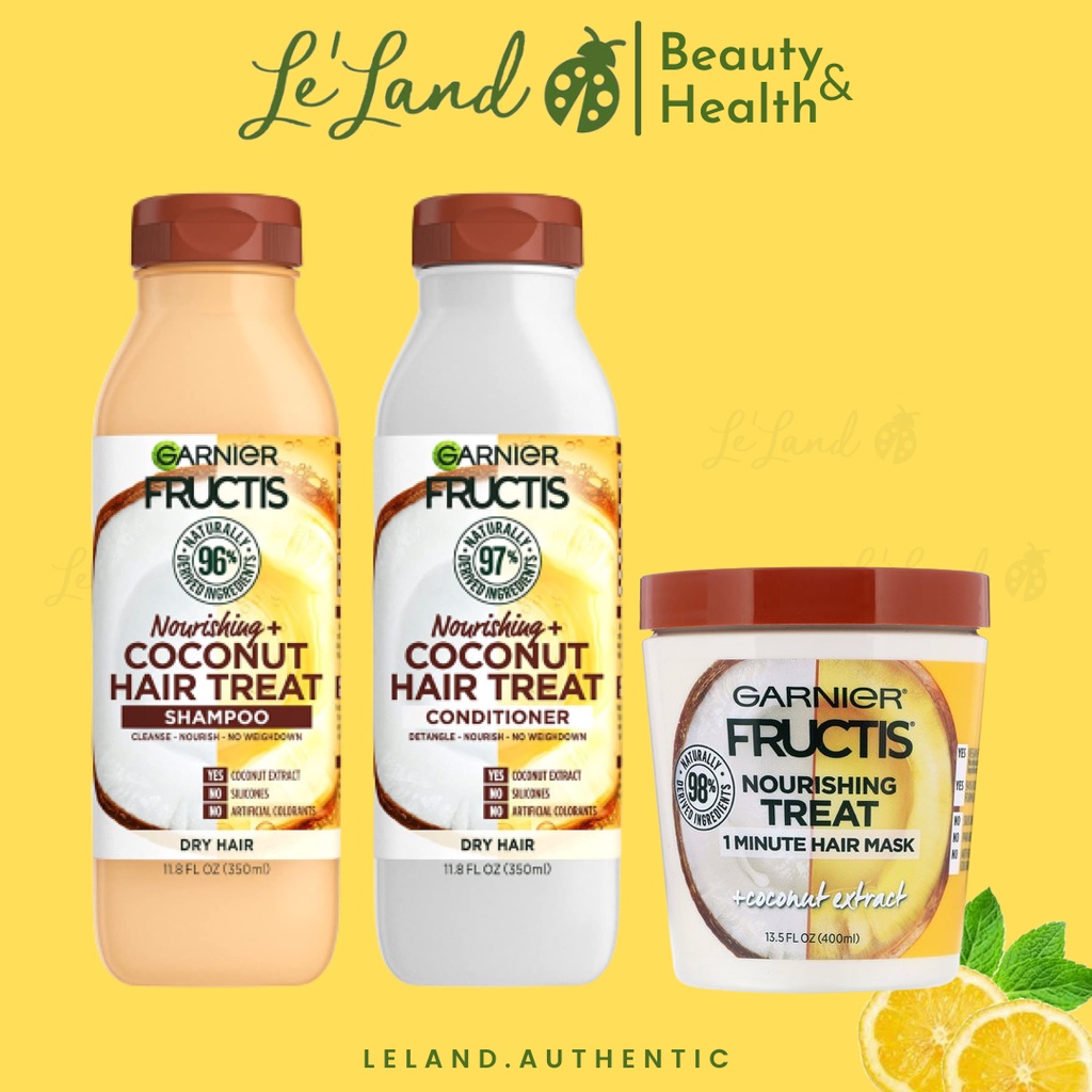 Cặp gội xả dành cho tóc khô Garnier Haircare Fructis Nourishing Treat Shampoo and Conditioner 350ml/chai