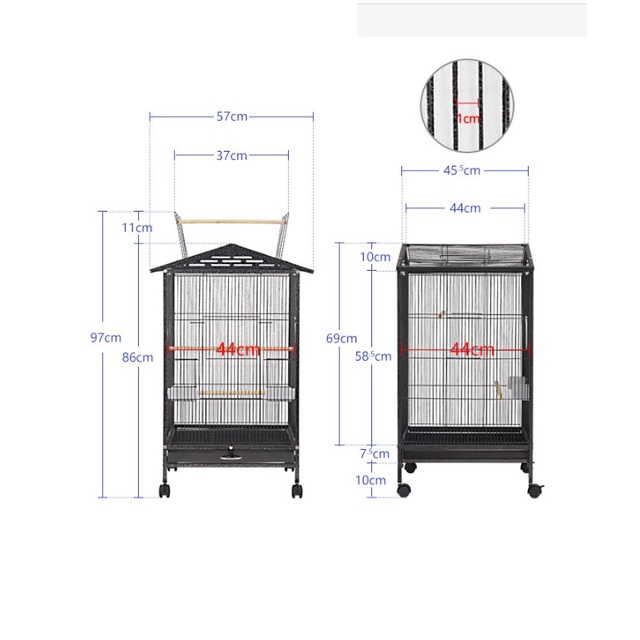 1 LỒNG NHẬP KHẨU DẠNG MÁI 44*44*86  DÀNH NUÔI CHIM CẢNH VÀ CÁC DÒNG VẸT