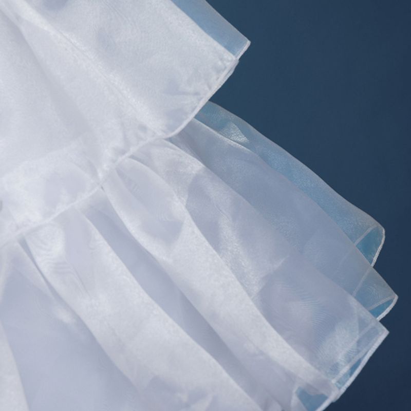 Đầm Cưới Nhún Bèo 3 Vòng Màu Trơn Có Thể Điều Chỉnh Độ Dài Phong Cách Lolita