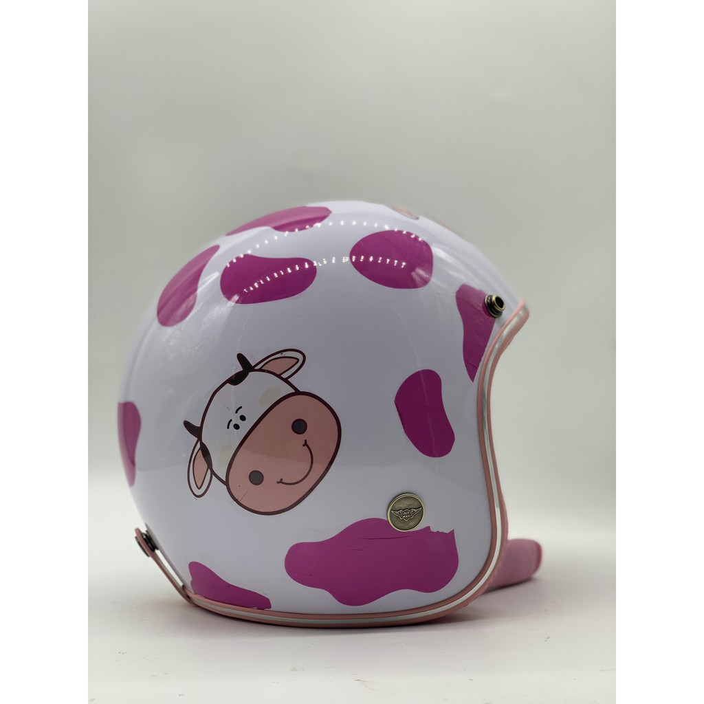 Mũ bảo hiểm 3/4 màu trắng lót xanh dương, hồng, nâu chính hãng bảo hành 12 tháng - Chuyên đi phượt