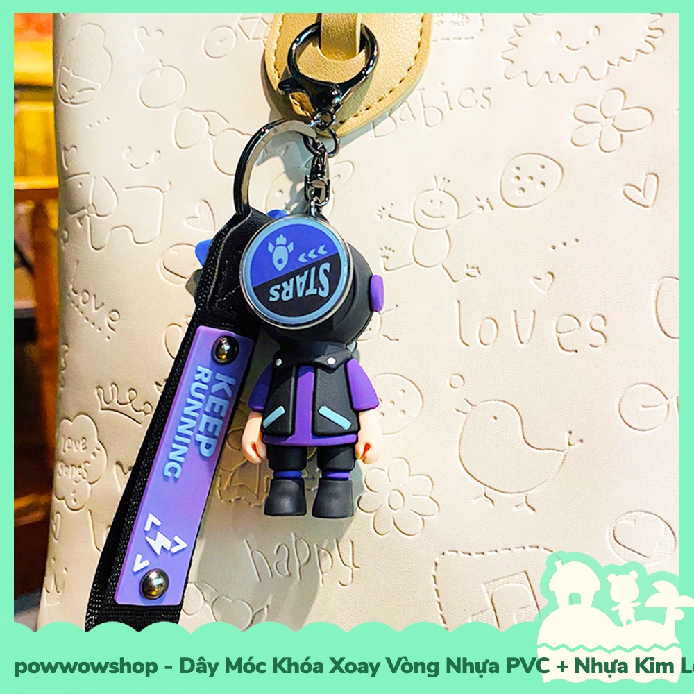 [Sẵn VN - Hỏa Tốc] Dây Móc Khóa Xoay Vòng Nhựa PVC + Kim Loại + Simili Mẫu Swimming Boy Stars