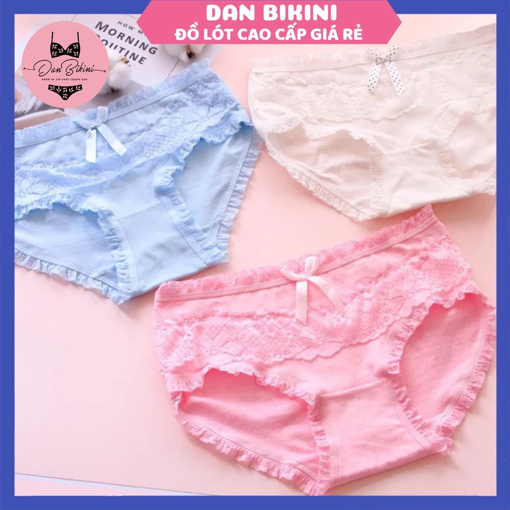 Quần Lót Nữ Cotton thiết kế viền ren đính nơ Quảng Châu cao cấp mẫu 2802