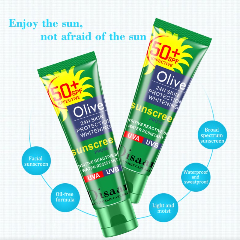 SPF 50+ Facial Body Sunscreen Whitening Sunblock Cream Oil-Control Moisturizing Olive Oil Skin Protective Cream