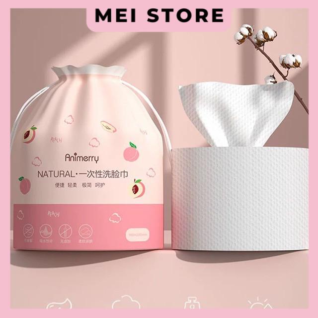 Khăn Lau Mặt Khô ANIMERRY COTTON Cao Cấp Bịch Cuộn Khăn Tẩy Trang Túi Rút Khăn Đào Nội Địa Trung