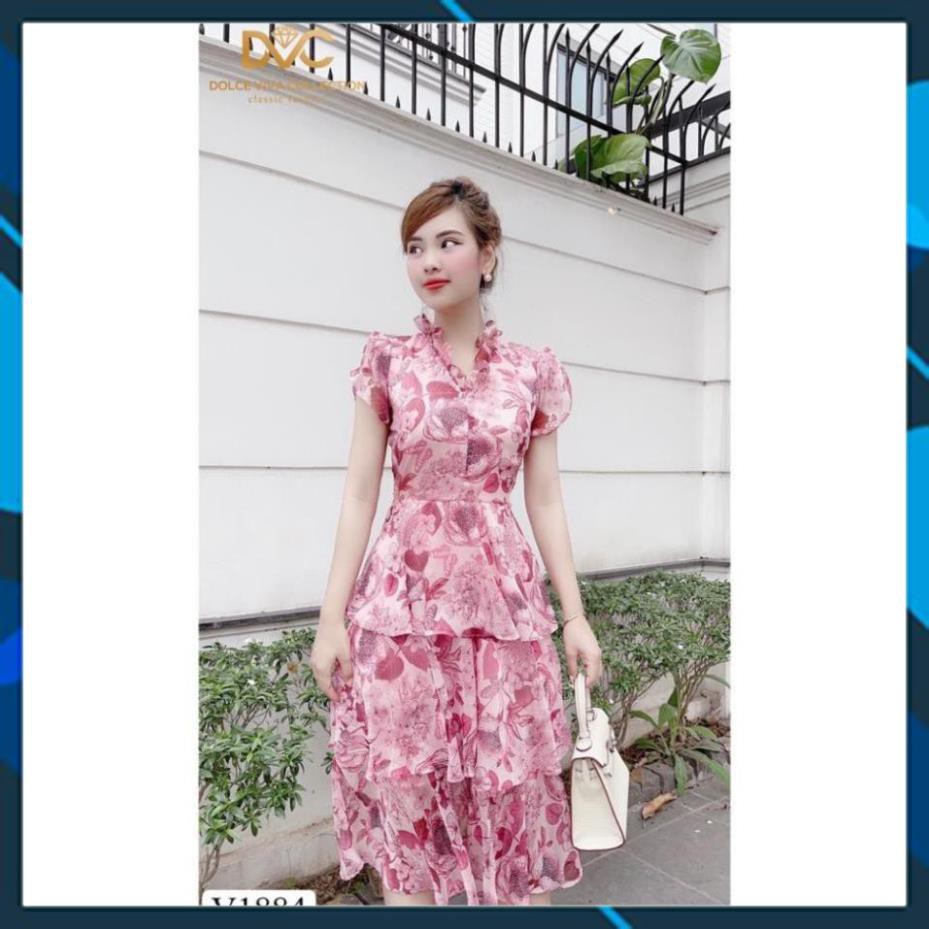 Váy Xòe Nữ, Đầm Hoa Tầng Cổ Viền Bèo Chất Voan Tơ 2 Lớp Siêu Phẩm Cho Bạn Nữ. .
