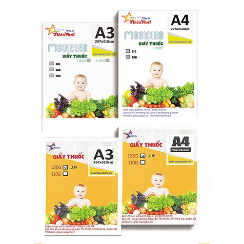GIẤY THUỐC 2 MẶT KHỔ A3 / A4 CHUYÊN IN ẢNH ÉP NHIỆT
