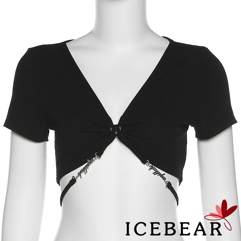 Áo Kiểu Tay Ngắn Cổ Chữ V Màu Trơn Thời Trang Dành Cho Nữ