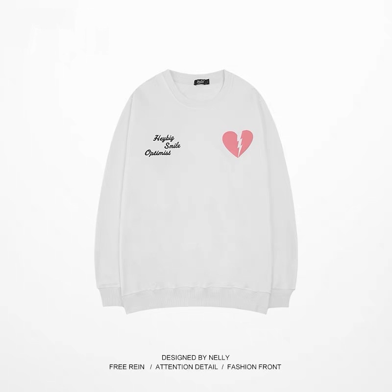 [SẴN HÀNG] Áo nỉ sweater NELLY lót lông full đen - trắng