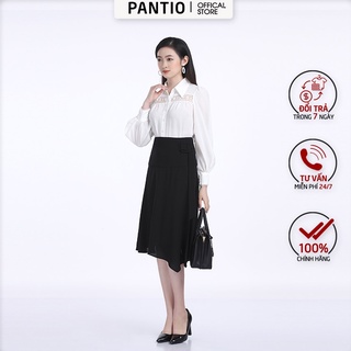 Áo sơ mi nữ chất liệu thô mỏng dáng suông dài tay cổ đức đính cúc FAS52739 - PANTIO