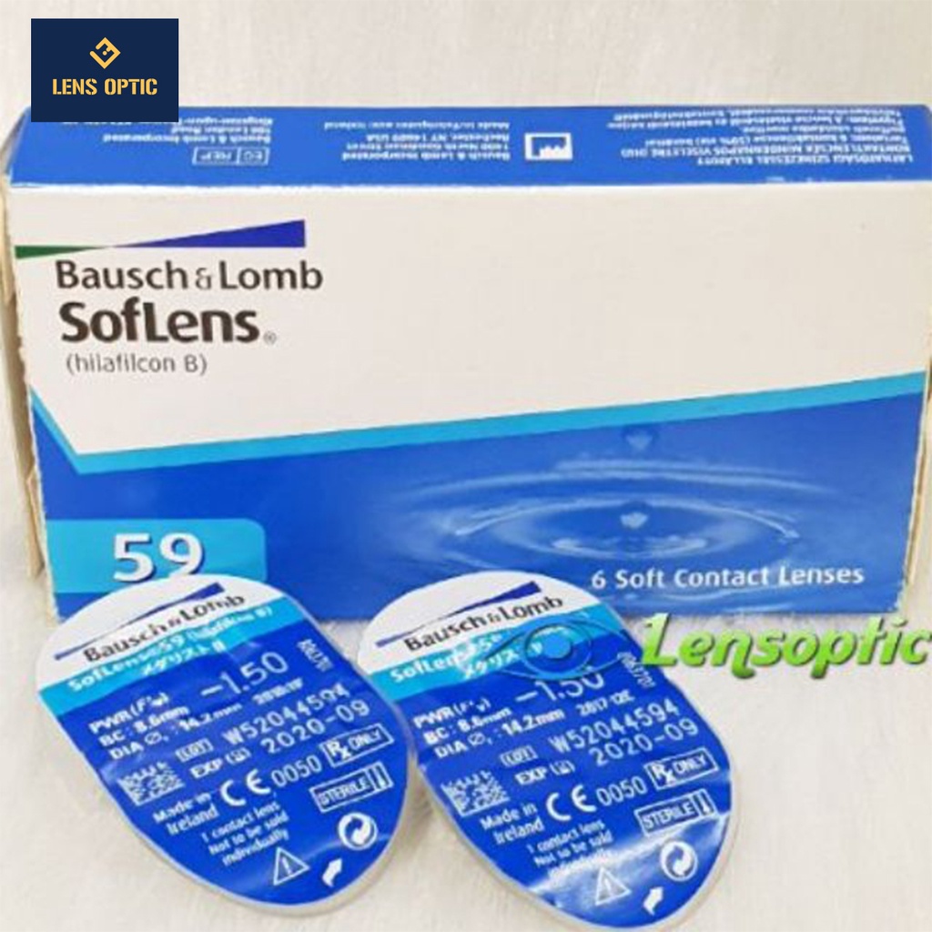Kính áp tròng BAUSCH &amp; LOMB không màu dùng 1 tháng trong suốt có độ cận