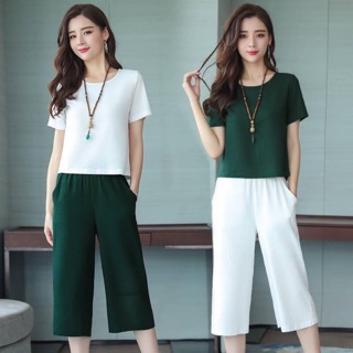 Bộ đũi áo ngắn tay quần lửng cao cấp/áo kiểu công sở ngắn tay chất đũi