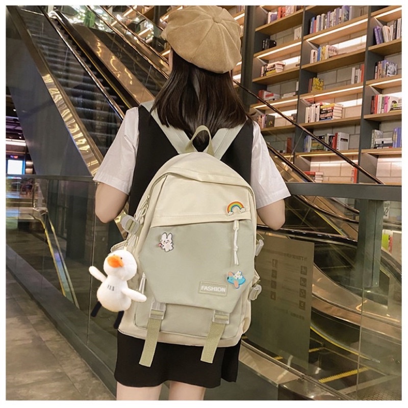 Balo Quảng Châu Fashion Phối Màu Đẹp Chất Vải Chống Thấm | Cặp Nữ Đi Học Thời Trang