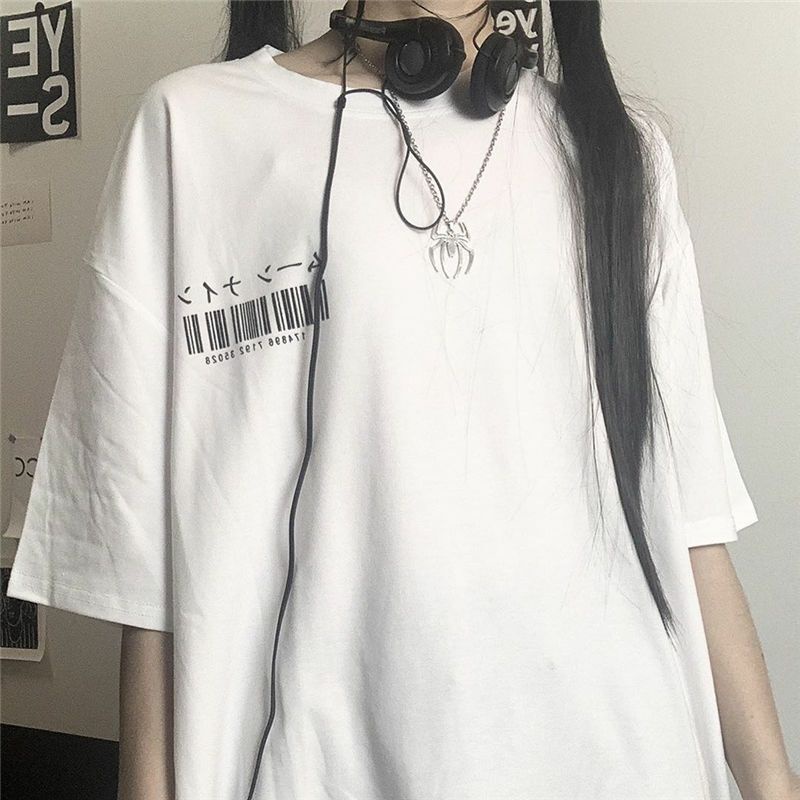 Áo Thun Tay Lỡ Form Rộng Unisex Ulzzang In Mã Vạch