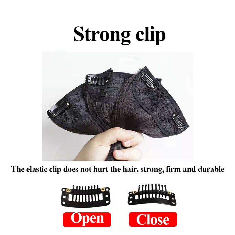 Bộ 3 kẹp tóc giả nối dài Wigsin thẳng/ xoăn mượt mà có độ bền cao