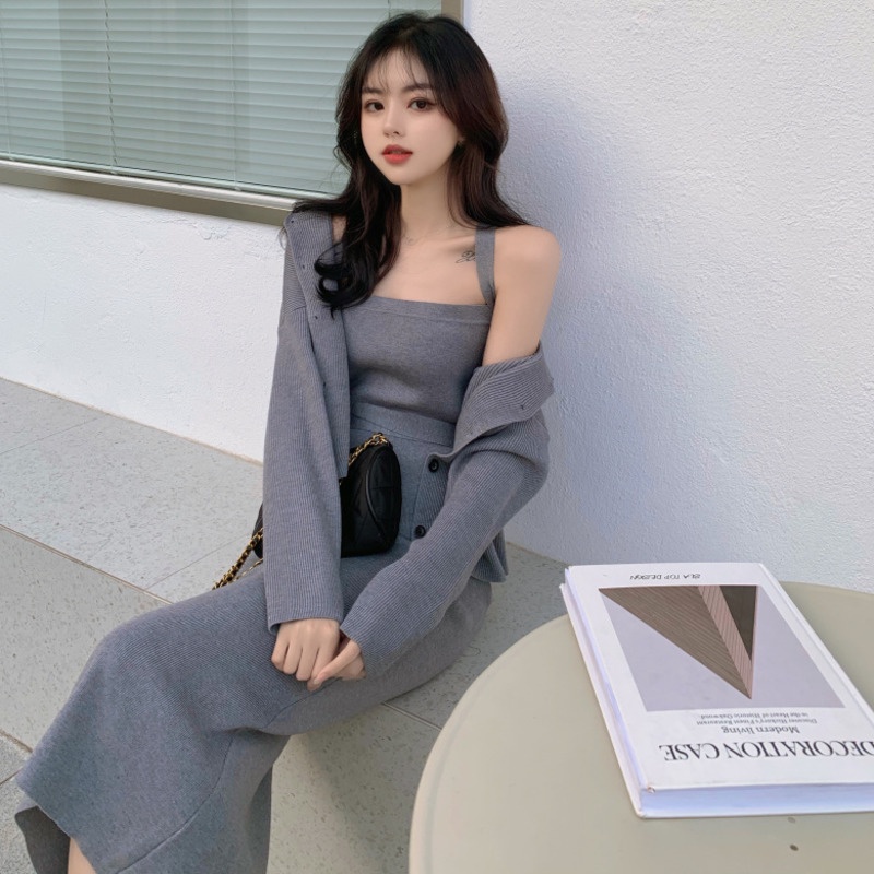 Đầm/Áo khoác dệt kim ôm dáng thời trang nữ tính