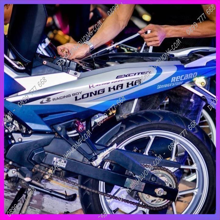 Tem Trùm Xe Máy - Decal Xe Exciter 150 Xanh Bạc Phối Chi Tiết Lạ Mắt