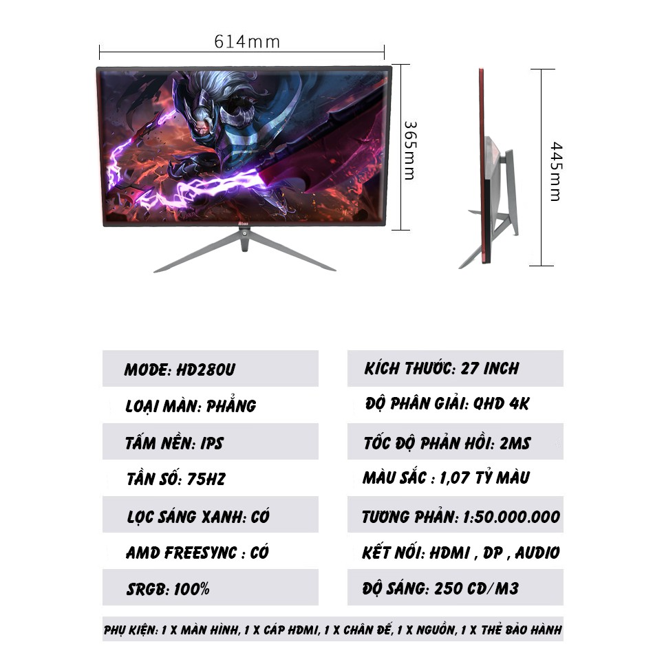 Màn hình 27 inch ATAS HD280U - Độ phân giải 4K - Tấm nền IPS | BigBuy360 - bigbuy360.vn