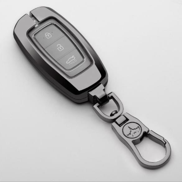 Ốp chìa khóa inox Accent, Kona, Santafe 2018-2019 -2020 2021 có lót bọc silicon M02