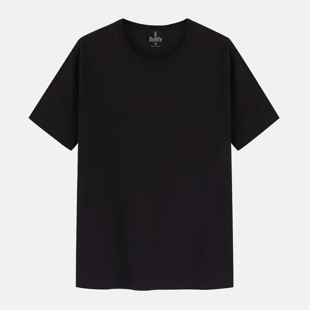 Áo thun nam tay ngắn 100% Cotton co giãn 4 chiều màu đen trơn MINUTE BLACK LEGEND