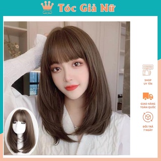 Tóc giả nguyên đầu cúp tự nhiên 35cm, tăng kèm lướ trùm, 6104