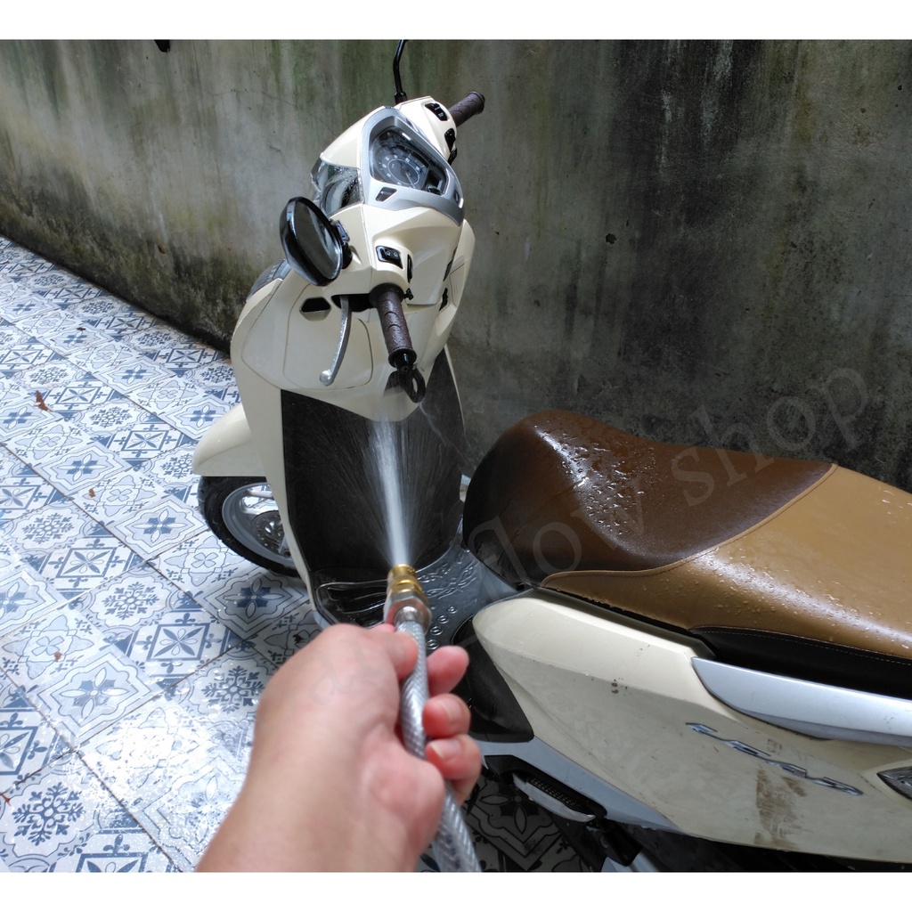 Dây xịt rửa xe, tưới cây rửa sân vườn gia đình 3m 5m 8m 10m 15m 20m..., đầu béc phun tia nước