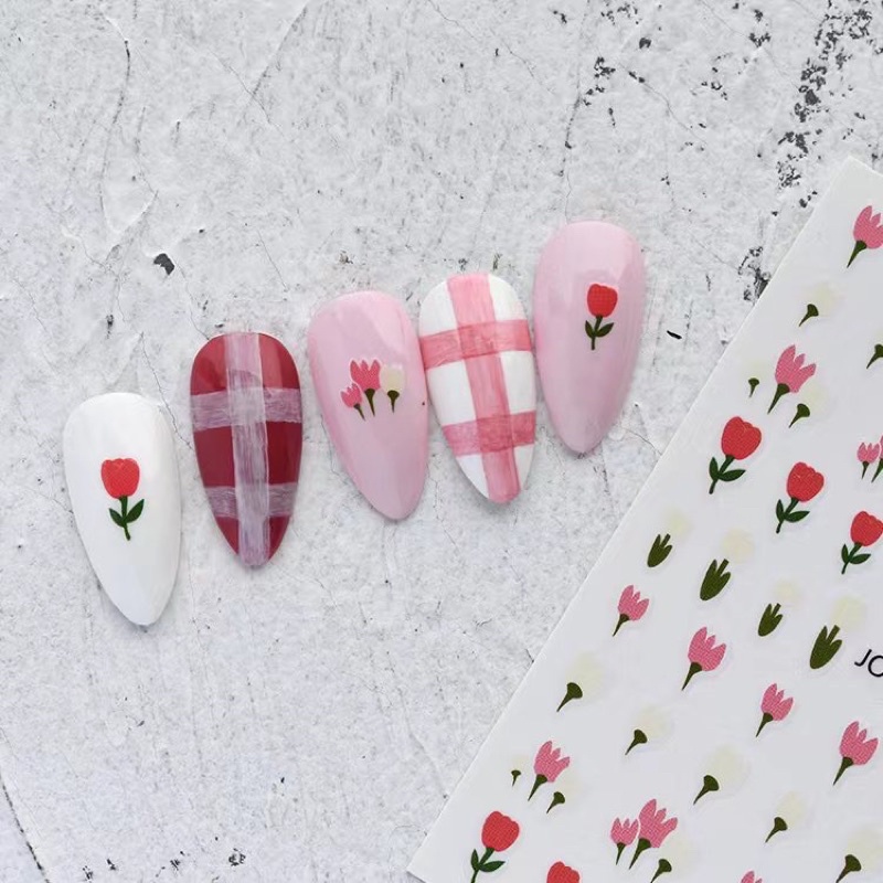 Sticker mẫu hoa 3d miếng dán móng tay nail