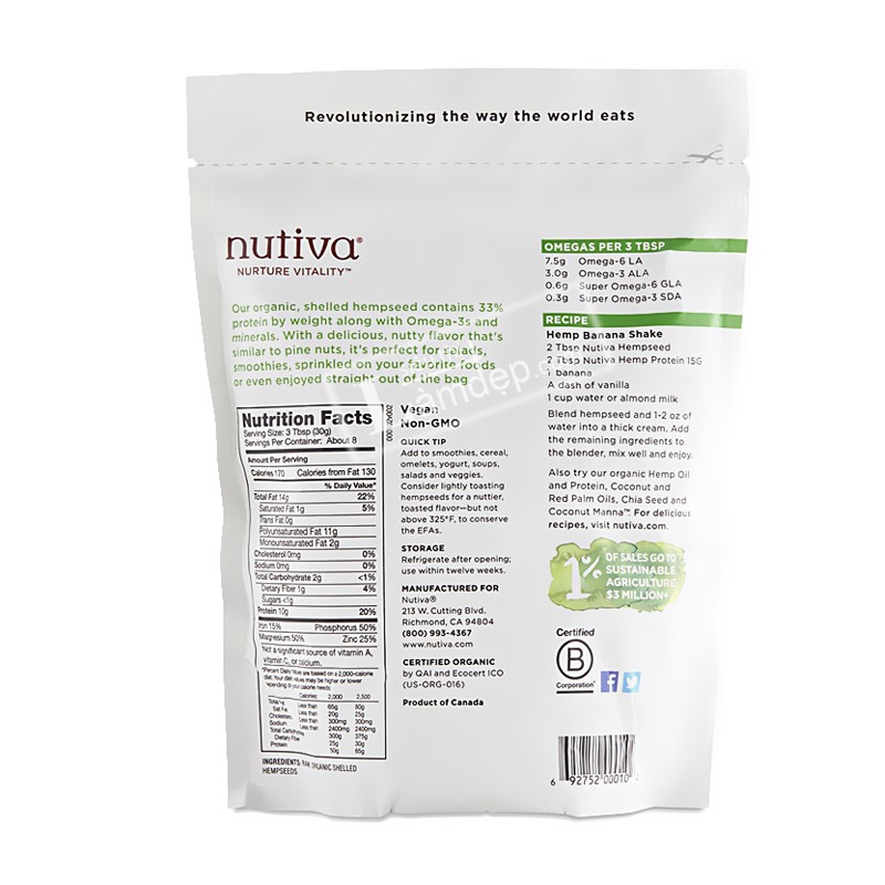 Hạt chia đen Nutiva nhập khẩu từ Mỹ gói 907gr hàng chuẩn không tạp chất Sutoshop | BigBuy360 - bigbuy360.vn