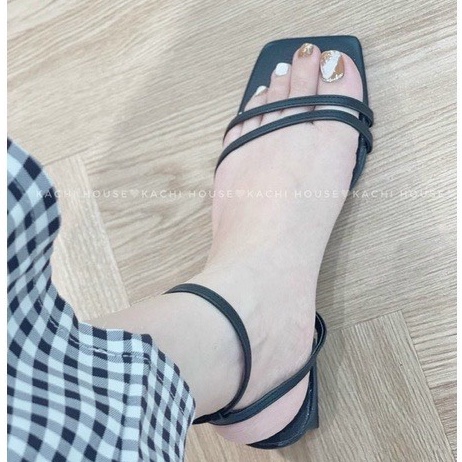 Sandal nữ cao gót 5 phân quai chéo Thiên Hương VNXK BP50C3 Giày cao gót đế vuông đẹp 4 màu trắng nâu đen kem 5p
