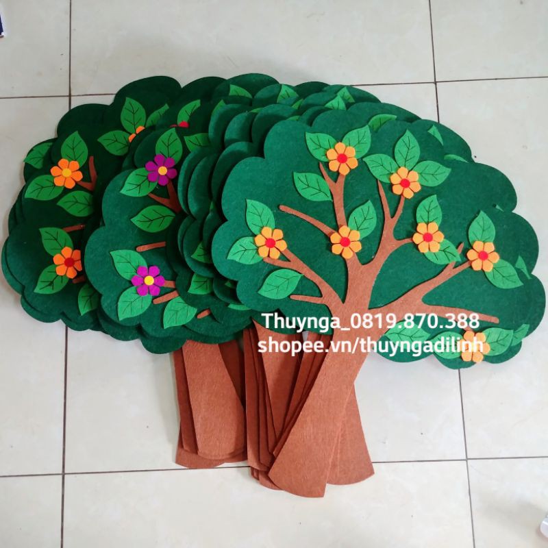 1 cây hoa vải nỉ cao 50 cm dùng trang trí trong lớp học mầm non