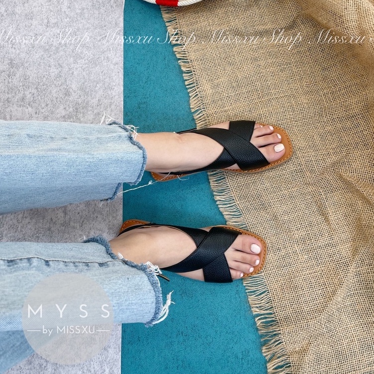 Giày sandal nữ 2cm quai chéo da thật cao cấp MYSS - SD118