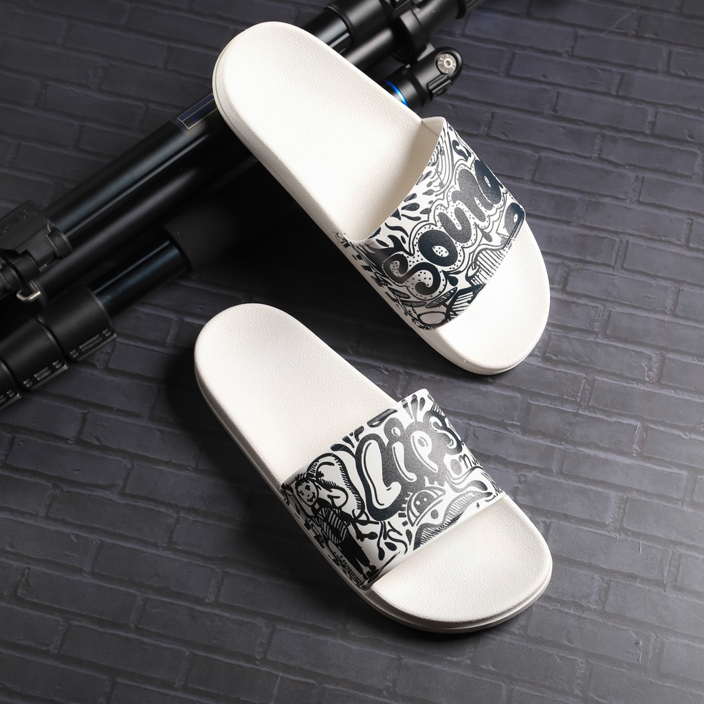 Dép Quai Ngang Unisex DETU DNT10 đế trắng quai trắng