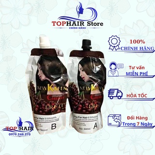 Nhuộm đen, Nhuộm nâu New Kafen Cherry 500MLX2 không dính da đầu- Phủ bạc tóc nhanh và tiết kiệm TopHair