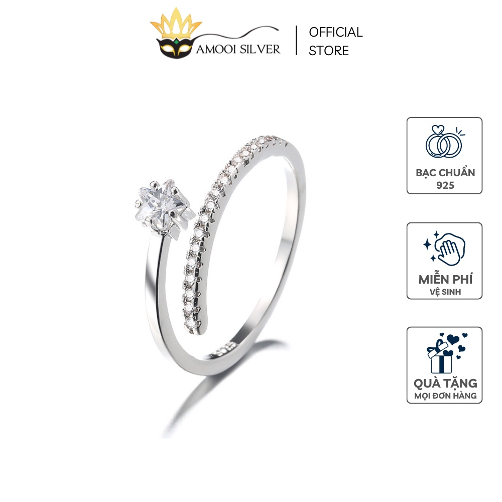 Nhẫn Bạc S925 Mẫu Ngôi Sao Năm Cánh Đính Đá Sang Trọng - Amooi Silver AN70