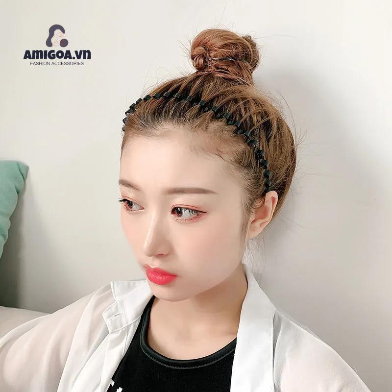 ✨✨Băng đô cài tóc bằng kim loại màu đen hình gợn sóng chống trượt cho cả nam và nữ