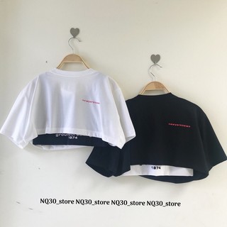 Set áo ba lỗ đen thun lụa kèm áo croptop form rộng xinh xắn cá tính siêu hot hit