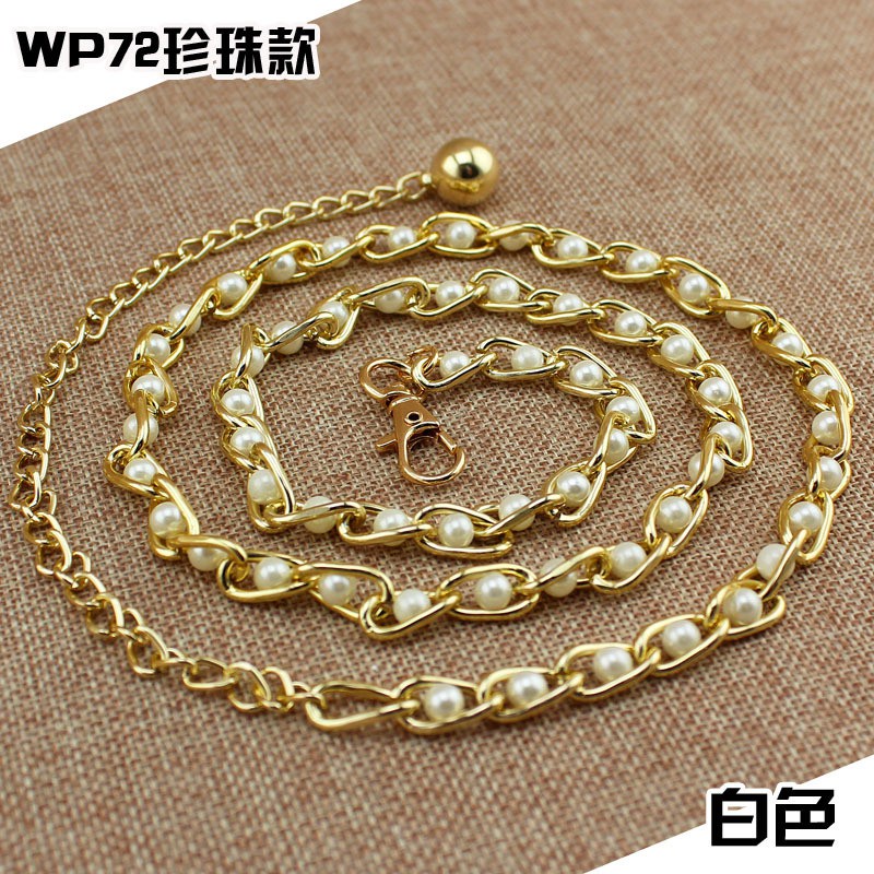 Thắt Lưng Dây Xích Mảnh Đính Hạt Ngọc Trai Thời Trang Cho Nữ